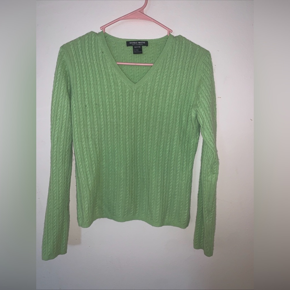 Mariele Waithe Green Fisherman Knit Sweater Size Petites Small